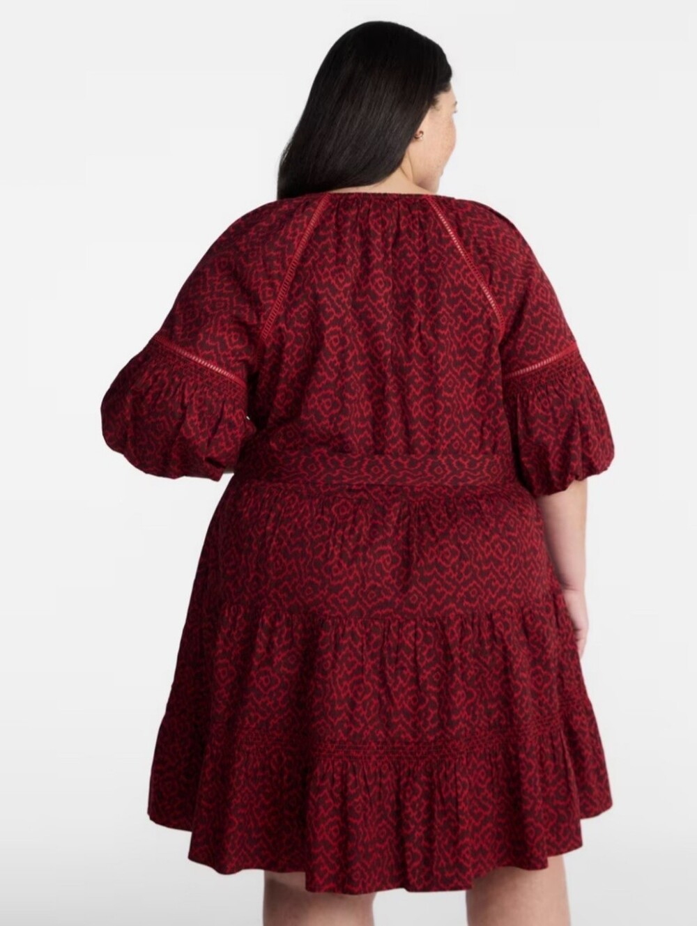 Terra & Sky Women's Plus Mini Dress w/ 3/4 Length Puff Sleeves 1X 16W - 18W NEW - Picture 5 of 9